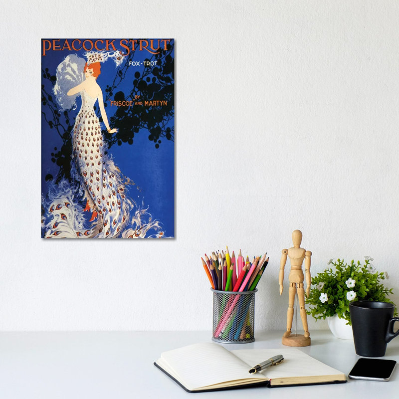 1917 Peacock Strut Sheet Music Cover 1 Piece Wall Art on Canvas, 20.32 cm H x 30.48 cm W, Canvas