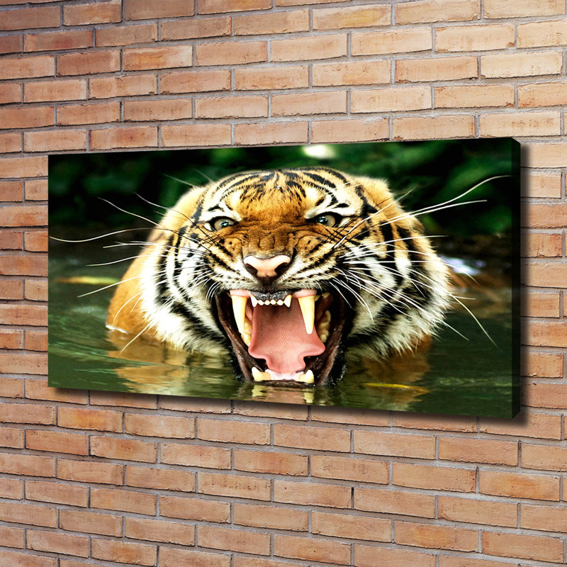 Roaring Tiger - Wrapped Canvas Print, 60cm H x 120cm W