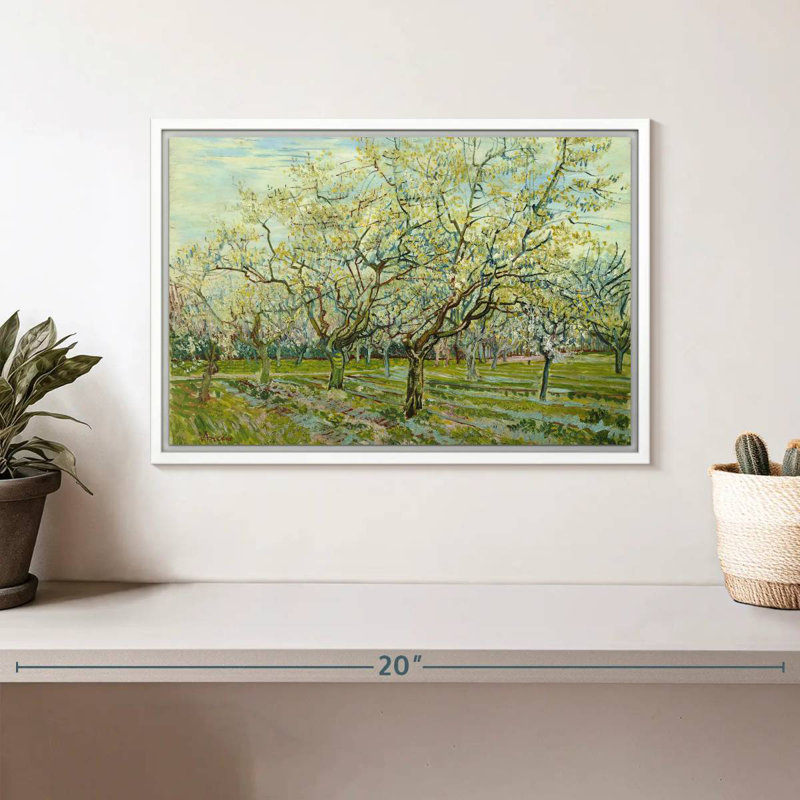Le verger blanc 1888, Cadre flottant blanc, 13 po x 9 po