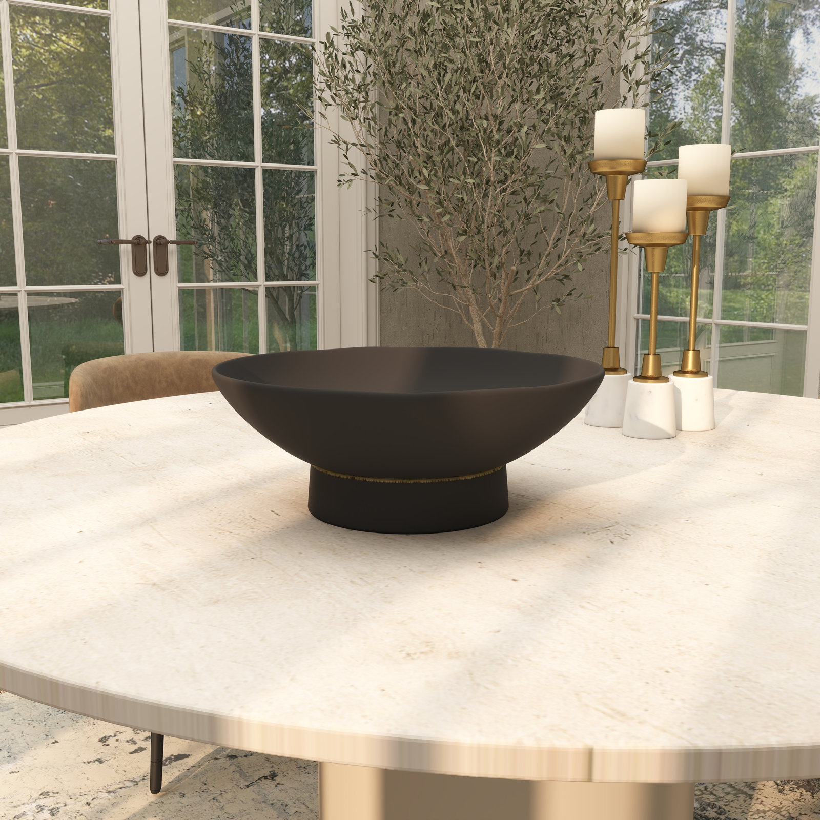 Mable Stoneware Decorative Bowl 1, Black