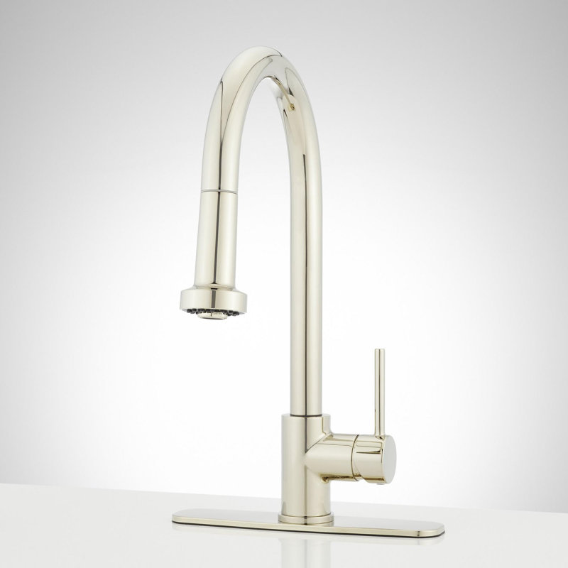 Ridgeway Pull-Down Kitchen Faucet with Deck Plate - Polished Nickel, Polished Nickel