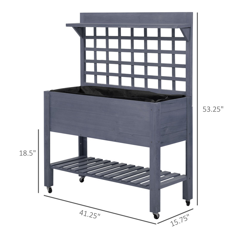 Jardinière surélevée en bois massif, Gray