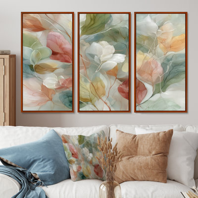 Soft Leaves In Hazy Watercolor  - Plants Wall Art Set