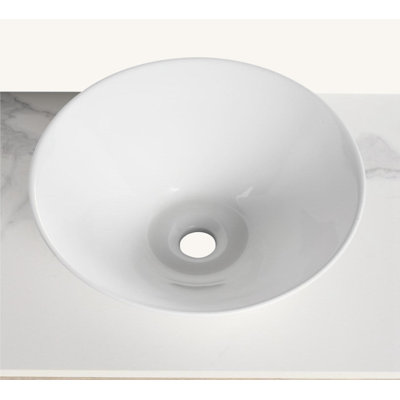 Ceramic Round Above Counter White Bathroom Sink Art Basin