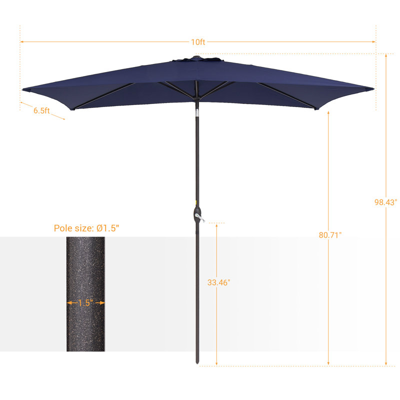 Parasol de marché rectangulaire 120 po x 78 po Doralia, Bleu marine