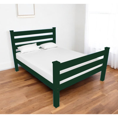Dark Green Solid Wood Full Bed Frame