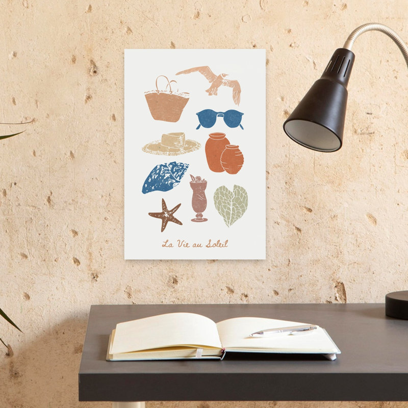 "Coastal Summer Essentials" abstrait mouette étoile de mer, art mural côtier
