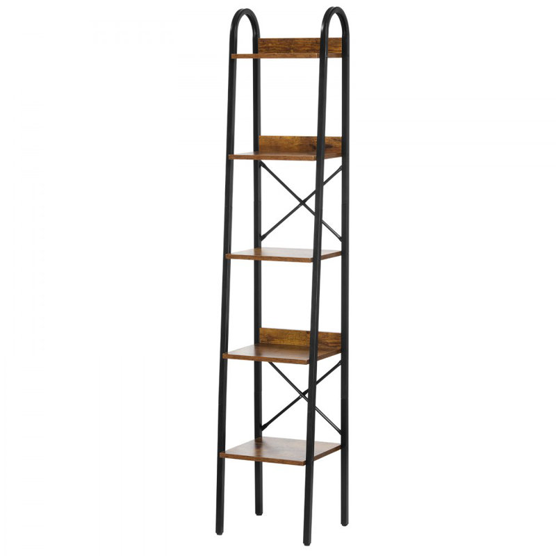 Metal Bookshelf Rustic Bookshelf 5-Tier for Living room Bedroom & Office