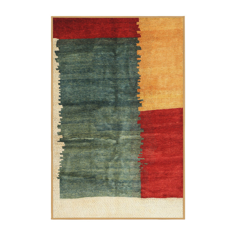 Tapis gris foncé/bleu marine/beige contemporain, Rectangle 5 pi x 7 pi