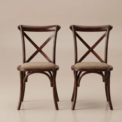 18.3" Solid Wood Upholstered Dining Chairs, Zero-Benzene Water-Based Paint No-Assembly Mid-Century Modern Padded Side Chairs for Dining Room Kitchen（Set of 2）