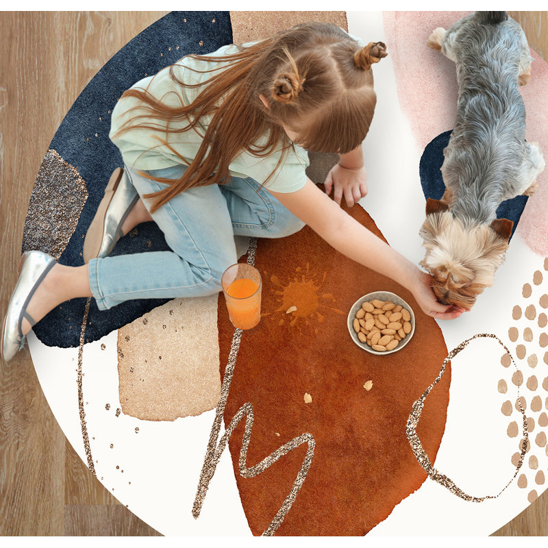 Daxen Vinyl Machine Printed Area Rug, Round 200cm