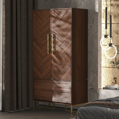Nordic Solid Wood Marquetry Wardrobe