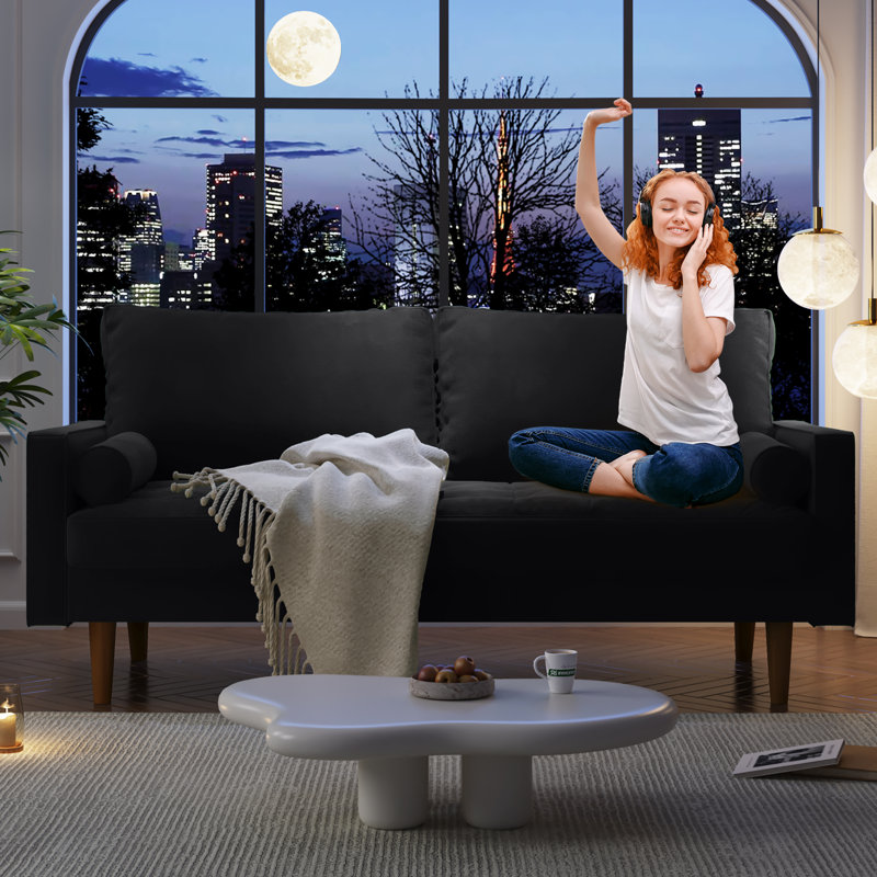 Mauck Modern Sofa,70 Inch Velvet Couch for Living Room,Spring Cushions,Solid Wood Frame,Easy Assembly for Small Spaces
