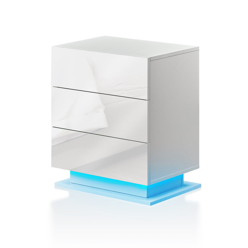 Ashaiya 50cm W Manufactured Wood Bedside Table, White