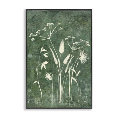  Fleurs sauvages sur fond vert rustique, estampe numérique par Lydia Orange