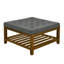 Grande table basse rembourrée en lin capitonné avec tablette en bois de hêtre-408961284