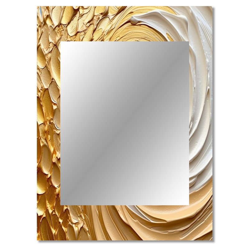 Or éternel tourbillon I - abstrait spirales murales, miroir décoratif doré, art imprimé en métal, 40 po x 30 po