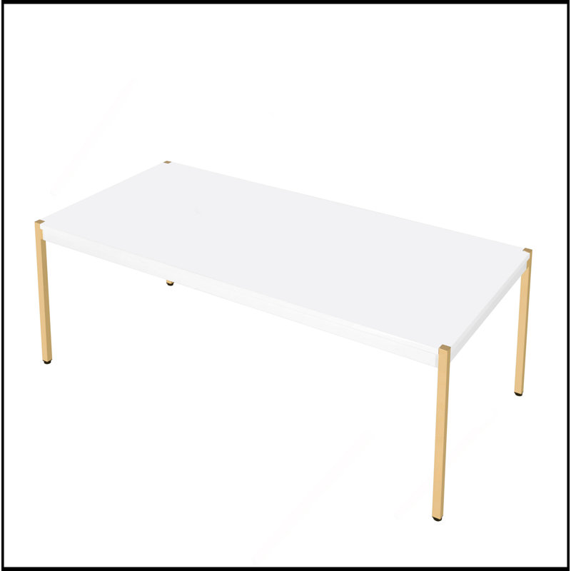 White & Gold Finish Coffee Table