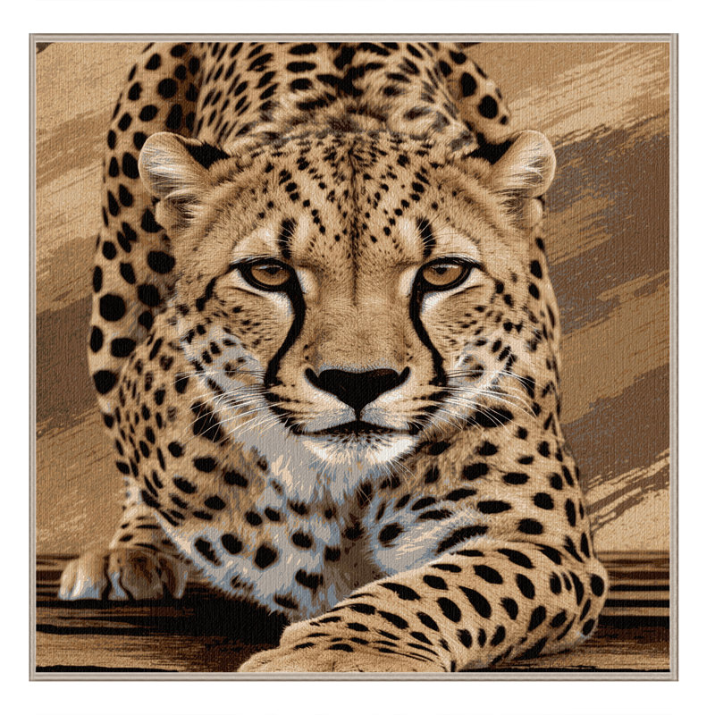 Washable Sudanese Cheetah Big Cats Area Rug, Square 6'