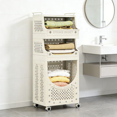 Plastic Laundry Cart with Wheels