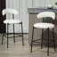 Tabouret de bar 26 po à hauteur de comptoir avec tabouret de bar et housse en tissu noir avec revêtement thermolaqué et repose-pieds-327321431