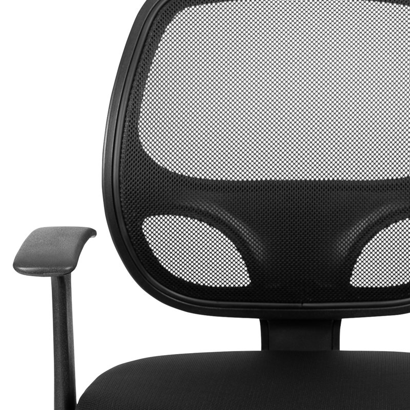 Flash Fundamentals Mid-Back Mesh Swivel Ergonomic Task Office Chair with Arms, Black