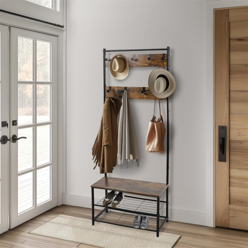 Aleli Hall Tree 70.5cm Wide, Gray Brown