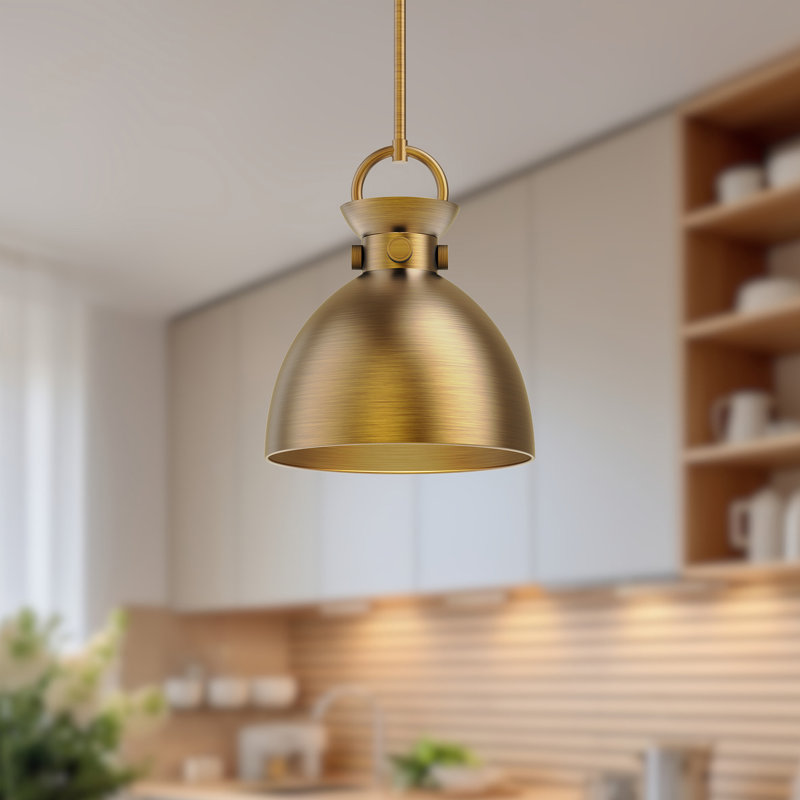 Luminaire suspendu en forme de dôme à 1 lumière Tinka, Doré vieilli, Noir mat, H 12,75 po x l 10,5 po x P 10,5 po