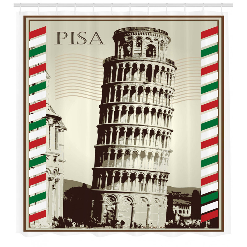 Ensemble de rideau de douche et crochets pisa, H 70 po x l 69 po