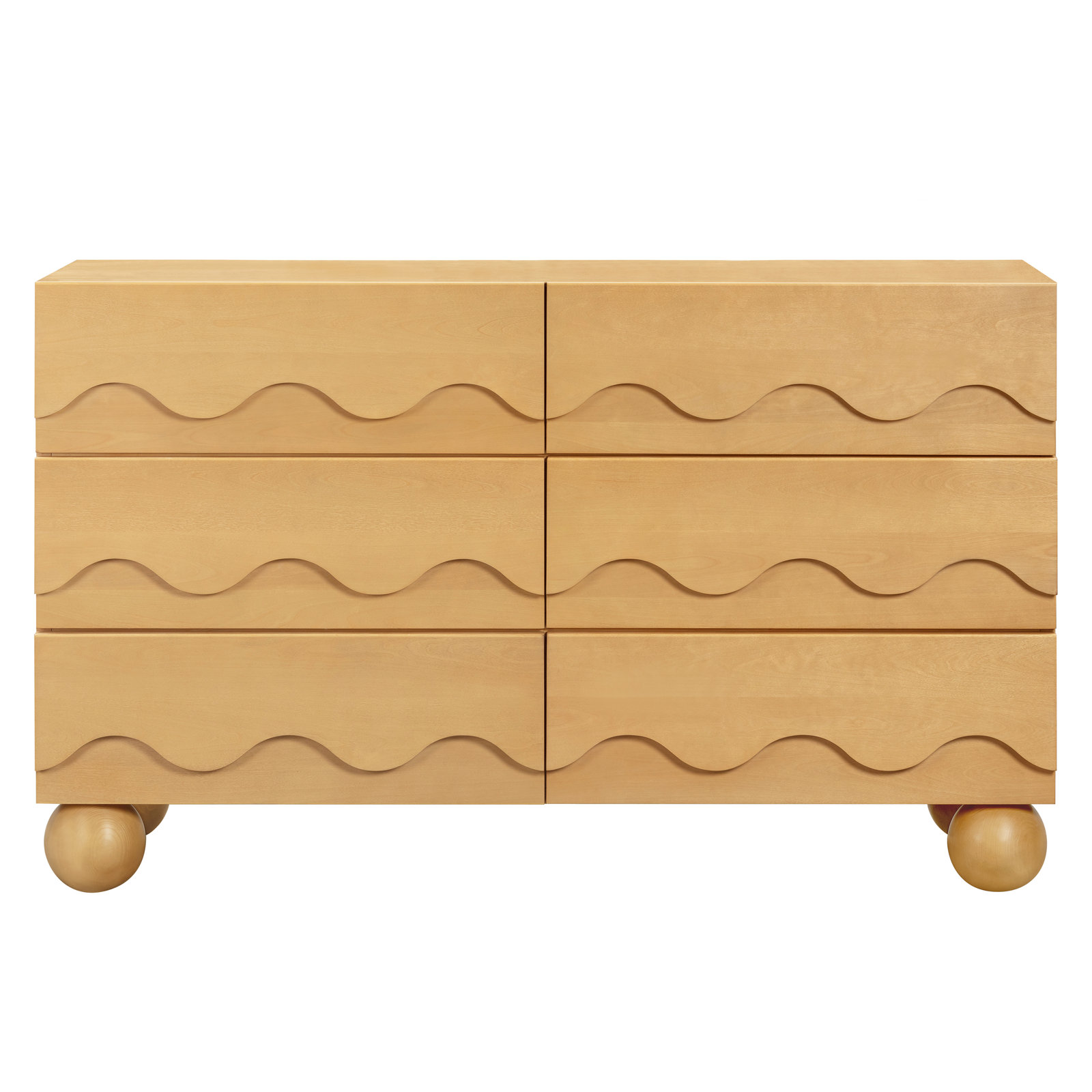 Lido Wave 6-Drawer Wide Assembled Dresser (56"), Honey