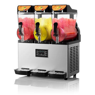 Commercial Slushy Machine 15Lx3, Tainless Steel Smoothie Frozen Drink Maker with Self-Cleaning Mode, 1200W Electric Large Slushie Machine for Home Party Restaurants Cafe Bars