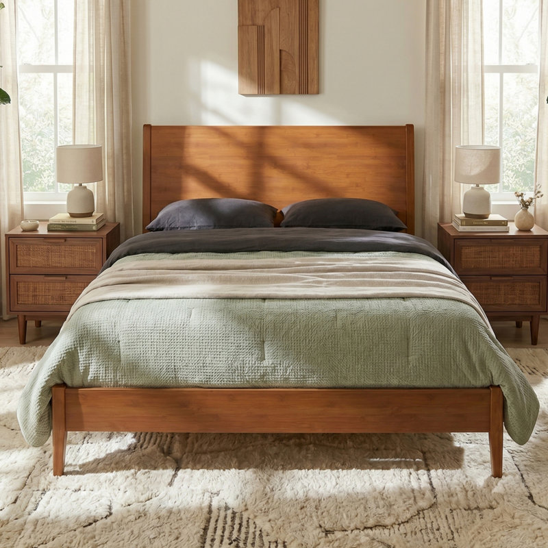 Lit plateforme Zelmora, Walnut, Queen