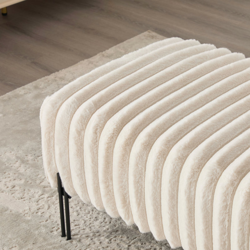 49.6" W Upholstered Bench, Beige
