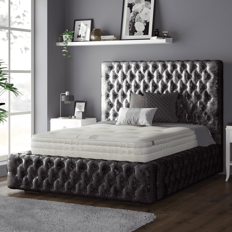 Clovis Upholstered Bed, Double (4'6), Amethyst, Crush Velvet