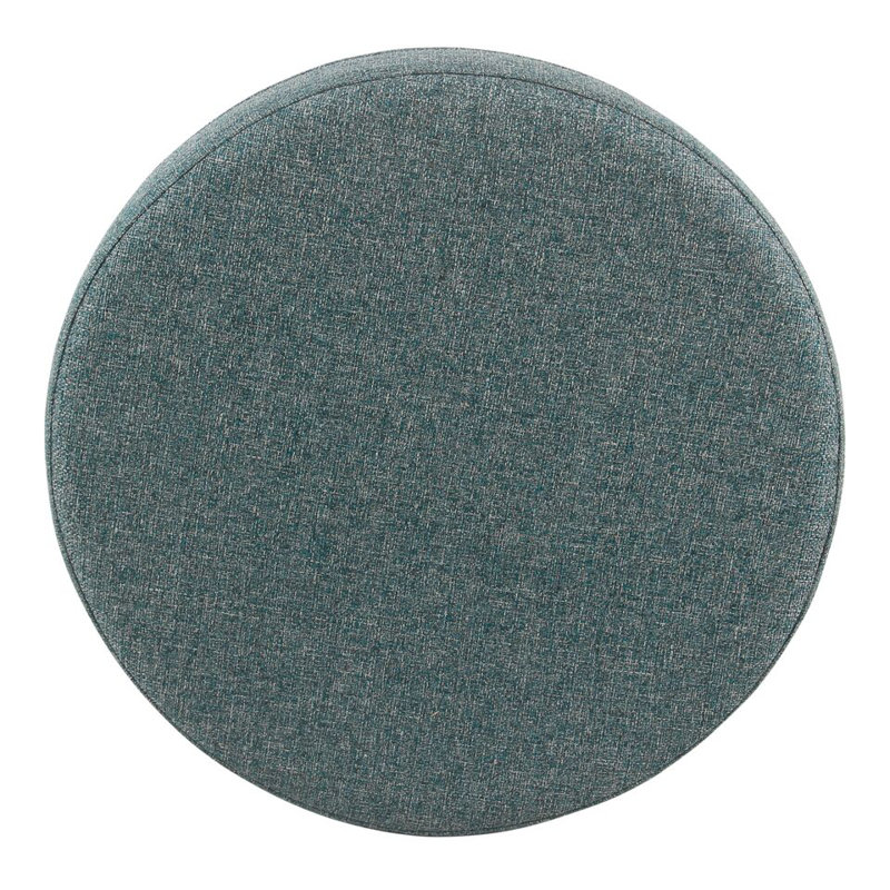 Mayen 19" Wide Round Storage Ottoman, Teal Tweed
