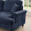 Comfy Blue Chenille 3 - Siège modulaire avec dossier en forme de pétale évasé, segmenté et incurvé, jupes de plis à volants amovibles et repose-pieds à accoudoirs mobiles