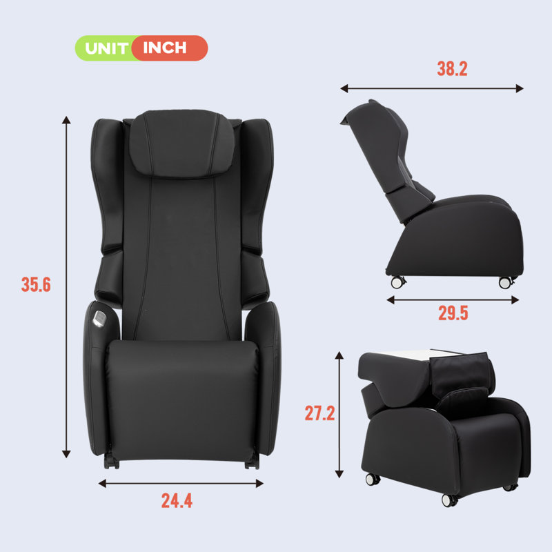 Fauteuil de massage inclinable électrique en similicuir, Noir