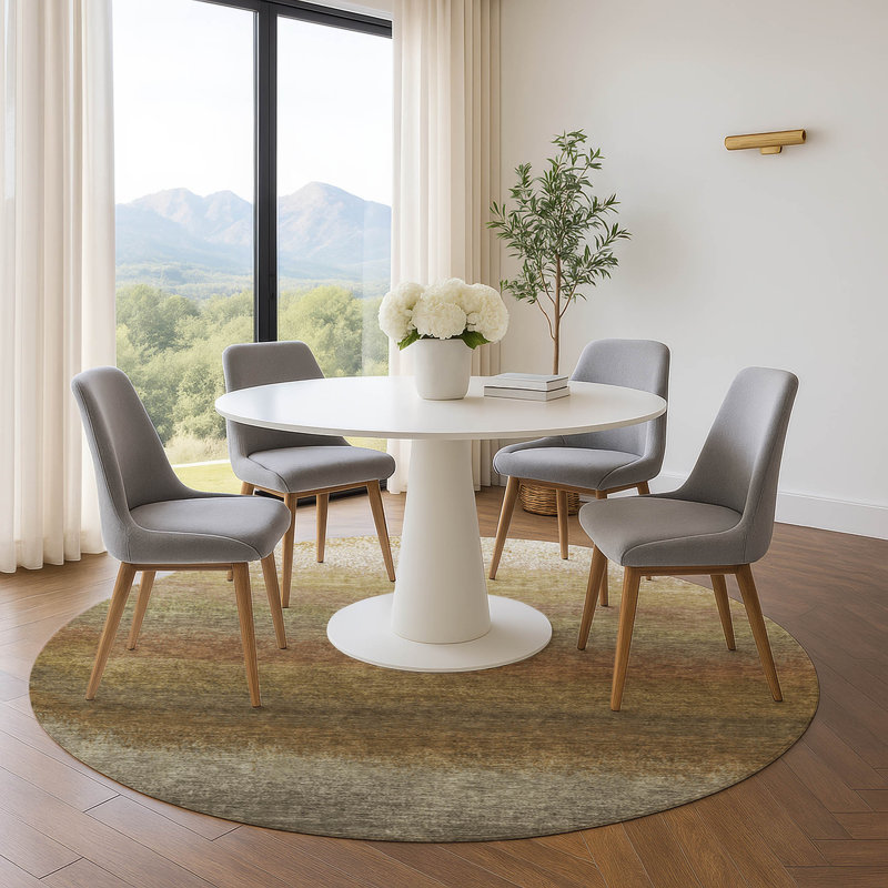 Premium Machine Washable Ariel Ombre Rug, Round 8'