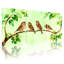 Oiseaux sur une branche avec feuilles vertes et baies, ensemble de 3 impressions sur toile-1604419242