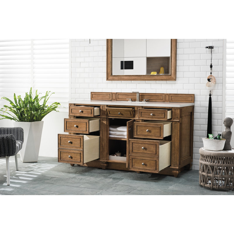 Bristol 60'' W Single Vanity, White Zeus, Saddle Brown, 8" Widespread