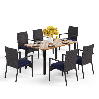 6 - Person Patio Dining Set with Rectangular Table , Cushions Included
