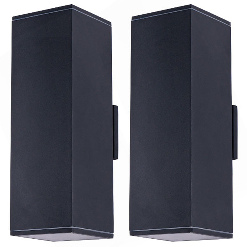 18In Modern Outdoor Porch Light Patio Light In 2 Lights With Aluminum Rectangular Tube And Tempered Glass Cover Waterproof Wall Sconce 2 Pack (Matte Black)(No Bulb)