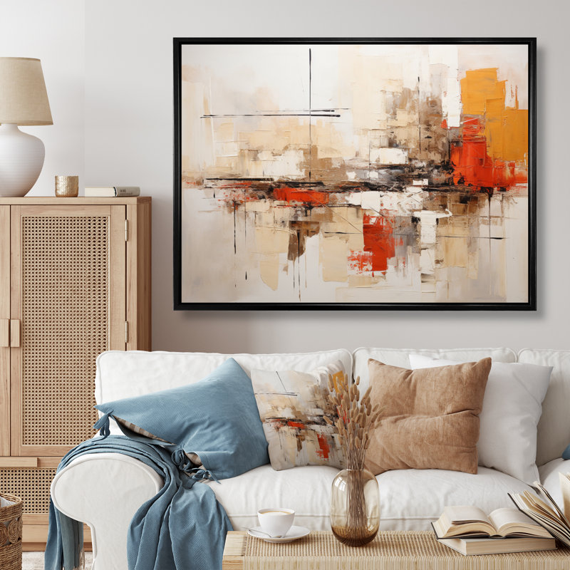 «Jahdani Autumn Collages II», reproduction sur toile, H 24 po x l 32 po x P 1 po, Cadre flottant noir