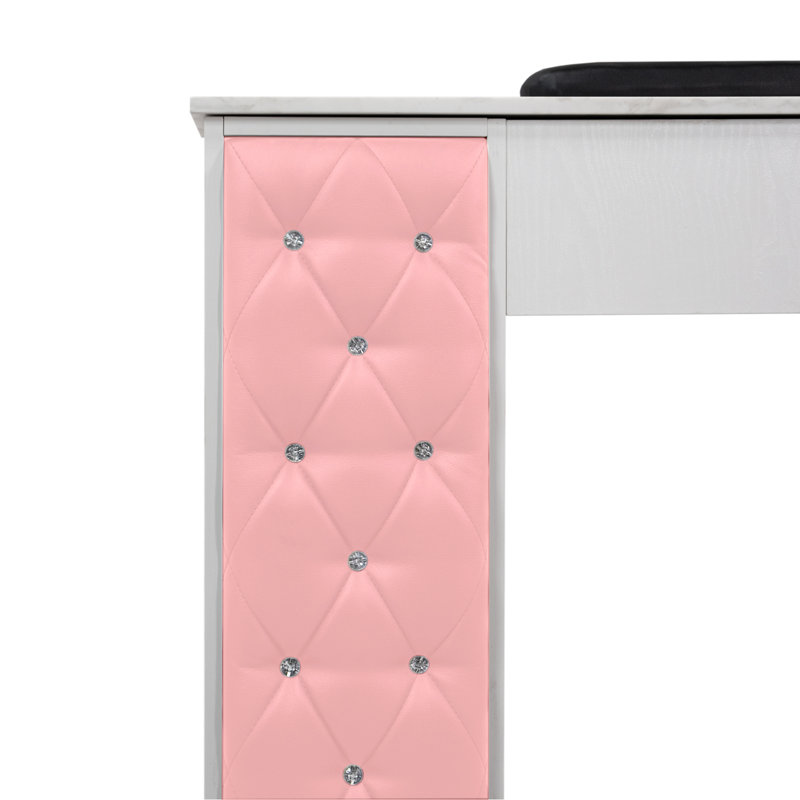 Organisateur de maquillage en bois, Blanc / rose
