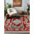 Zeira Collection Digital Print Cotton-Polyester Red Gray Moroccan Rug-594025839