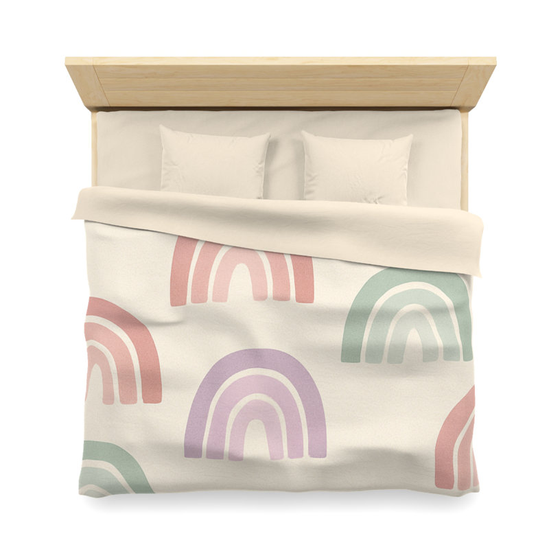 Microfiber Duvet Cover Boho Style, Design 84, King Duvet Cover, White