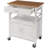 Alezandro 35.5" H x 28.75" W Rolling Kitchen Island Cart with Lockable Wheels, Storage Cabinet, Drawer and Natural Bamboo Wood Top, White Base-119026907