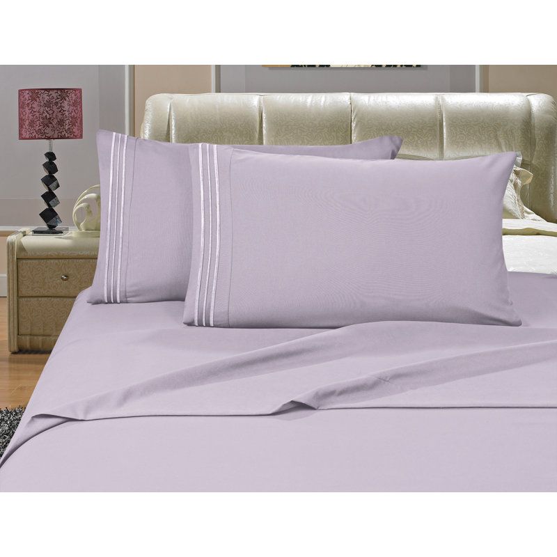  Ensemble de draps 1500 fils, Lit double, Lilas