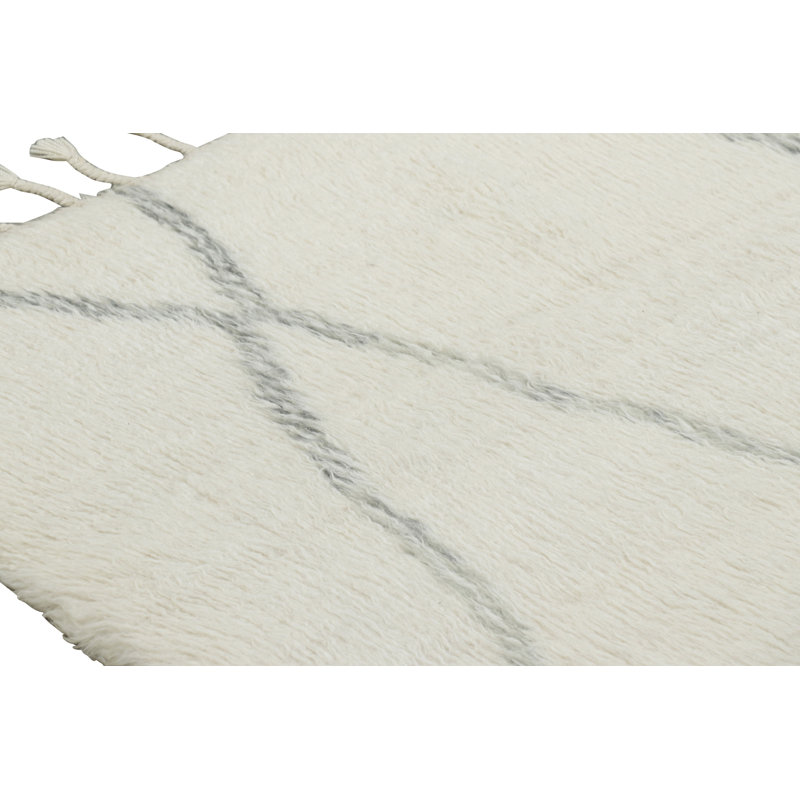 Moroccan Hand Knotted Wool Geometric Area Rug, Runner 3' x 8'
