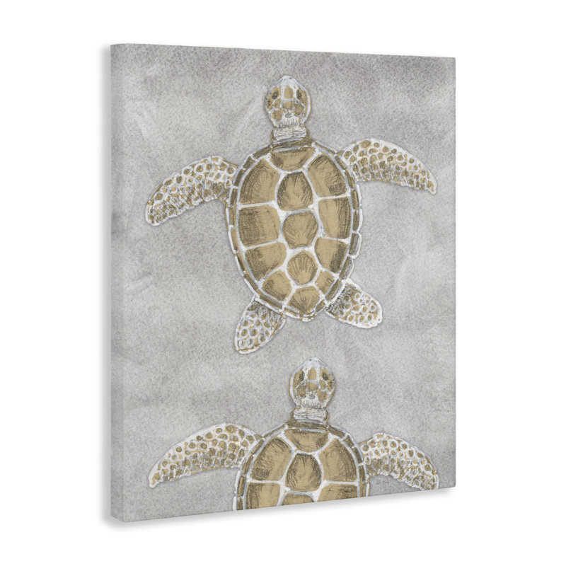 Dessin de tortues de mer grises, conception de Patti Bishop, H 20 po x l 16 po
